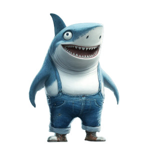 Shark Full Body Cartoon Vinyl Car Decal Sticker – Waterproof & UV-Resistant 4.0"