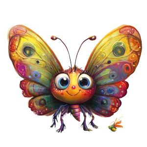 Silly Butterfly Fantasy Cute Vinyl Car Decal Sticker – Waterproof & UV-Resistant 4.0"
