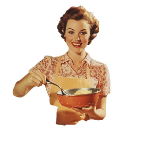1950S Cooking Show Woman Bowl Vinyl Car Decal Sticker – Waterproof & UV-Resistant 4.0"
