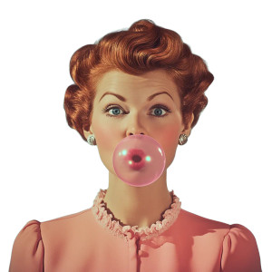 1950S Housewife Bubblegum Portrait Vinyl Car Decal Sticker – Waterproof & UV-Resistant 4.0"