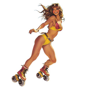 1970S Woman Rollerblading Beach Vinyl Car Decal Sticker – Waterproof & UV-Resistant 4.0" 1970S Woman Rollerblading Beach Vinyl Car Decal Sticker – Waterproof & UV-Resistant 4.0"