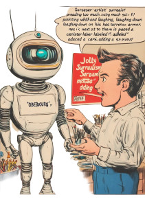 60S Comic Robot Artist Vinyl Car Decal Sticker – Waterproof & UV-Resistant 4.0"