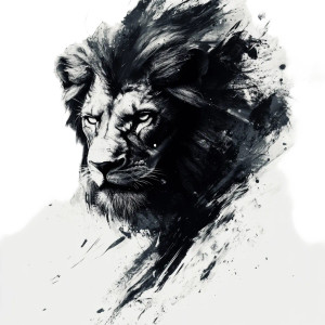 Abstract Lion Black Grey Vinyl Car Decal Sticker – Waterproof & UV-Resistant 4.0"