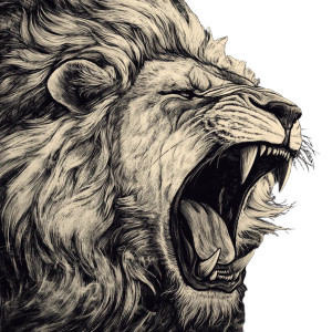 Angry Lion Monochrome Vinyl Car Decal Sticker – Waterproof & UV-Resistant 4.0"