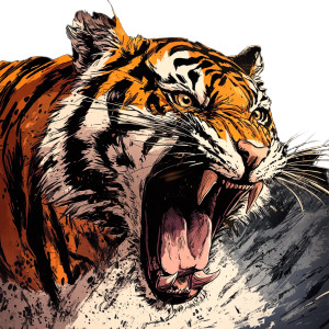 Comic Tiger Roaring Vinyl Car Decal Sticker – Waterproof & UV-Resistant 4.0"