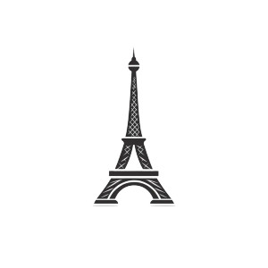 Eiffel Tower Logo Black White Vinyl Car Decal Sticker – Waterproof & UV-Resistant 4.0"