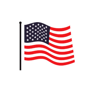 American Flag Icon White Vinyl Car Decal Sticker – Waterproof & UV-Resistant 4.0"
