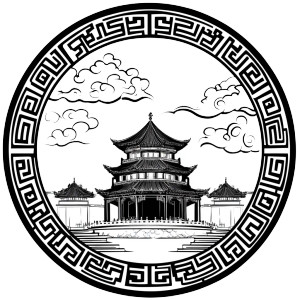 Black Logo Chinese Palace Vinyl Car Decal Sticker – Waterproof & UV-Resistant 4.0"