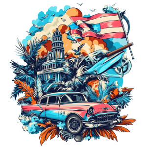 Cuba Shirt Design Vinyl Car Decal Sticker – Waterproof & UV-Resistant 4.0"