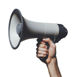 Hand Holding Loudspeaker Side Vinyl Car Decal Sticker – Waterproof & UV-Resistant 4.0"