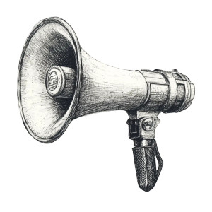 Happy Megaphone Pencil Illustration Vinyl Car Decal Sticker – Waterproof & UV-Resistant 4.0"