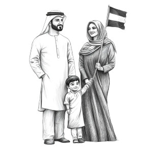 Emirati Family Sketch Flag Vinyl Car Decal Sticker – Waterproof & UV-Resistant 4.0"