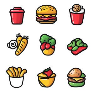 Fast Food Icons Vector Vinyl Car Decal Sticker – Waterproof & UV-Resistant 4.0"