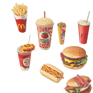 Fast Foods Illustration Vinyl Car Decal Sticker – Waterproof & UV-Resistant 4.0" Fast Foods Illustration Vinyl Car Decal Sticker – Waterproof & UV-Resistant 4.0"