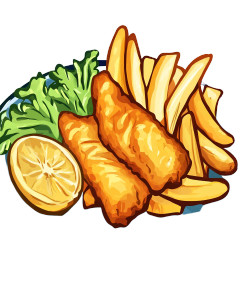 Fish Chips Cartoon Plate Vinyl Car Decal Sticker – Waterproof & UV-Resistant 4.0"