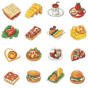 Food Icons Grid Vinyl Car Decal Sticker – Waterproof & UV-Resistant 4.0"