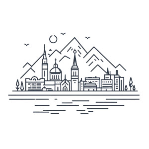 Krasnoyarsk Icon Mountains Line Art Vinyl Car Decal Sticker – Waterproof & UV-Resistant 4.0"