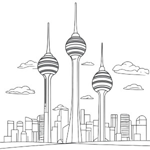 Kuwait Towers Coloring Page Vinyl Car Decal Sticker – Waterproof & UV-Resistant 4.0"