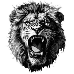 Lion Front Black White Vinyl Car Decal Sticker – Waterproof & UV-Resistant 4.0"