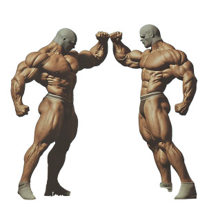 Muscular Men Masks Buildings Vinyl Car Decal Sticker – Waterproof & UV-Resistant 4.0"