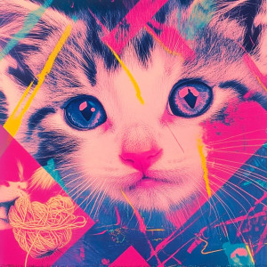 Neon Abstract Shapes Kittens Vinyl Car Decal Sticker – Waterproof & UV-Resistant 4.0"