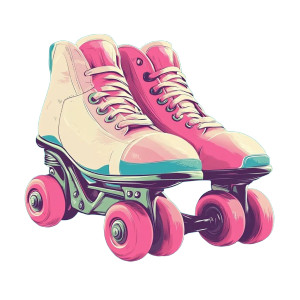 Retro Roller Skates Pink Vinyl Car Decal Sticker – Waterproof & UV-Resistant 4.0"