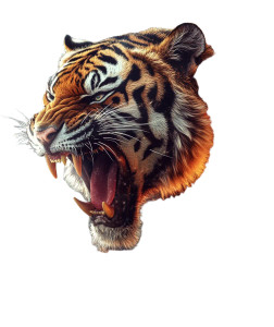 Roaring Tiger Flames Ice Vinyl Car Decal Sticker – Waterproof & UV-Resistant 4.0"
