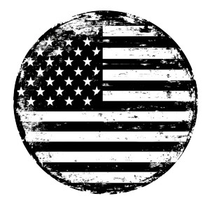 Round American Flag Black White Vinyl Car Decal Sticker – Waterproof & UV-Resistant 4.0"
