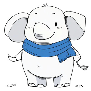 Smiling Elephant Blue Scarf Vinyl Car Decal Sticker – Waterproof & UV-Resistant 4.0"