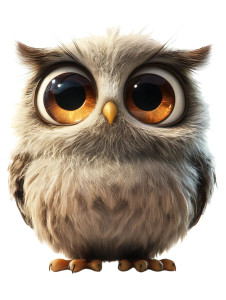 Smiling Fluffy Owl Vinyl Car Decal Sticker – Waterproof & UV-Resistant 4.11"