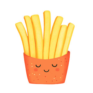 Smiling French Fries Illustration Vinyl Car Decal Sticker – Waterproof & UV-Resistant 4.0"