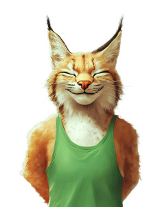 Smiling Lynx Green Tanktop Vinyl Car Decal Sticker – Waterproof & UV-Resistant 4.0"