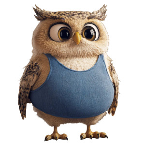Smiling Pixar Owl Blue Vinyl Car Decal Sticker – Waterproof & UV-Resistant 4.0"