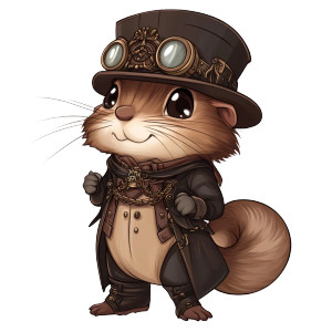 Steampunk Nutria Chibi Vinyl Car Decal Sticker – Waterproof & UV-Resistant 4.0"