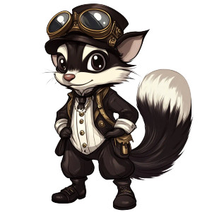 Steampunk Skunk Chibi Vinyl Car Decal Sticker – Waterproof & UV-Resistant 4.0"