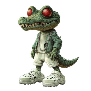 Stoned Crocodile White Crocs Vinyl Car Decal Sticker – Waterproof & UV-Resistant 4.0"
