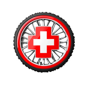Swiss Flag Bike Wheels Logo Vinyl Car Decal Sticker – Waterproof & UV-Resistant 4.0"