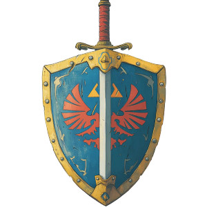 Sword Shield Children Illustration Vinyl Car Decal Sticker – Waterproof & UV-Resistant 4.0"