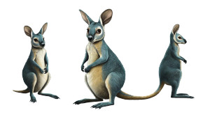 Teal Wallaby Pose Sheet Vinyl Car Decal Sticker – Waterproof & UV-Resistant 7.14"