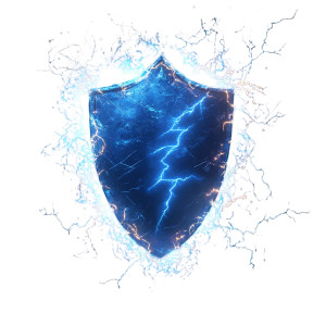 Techy Dark Blue Shield Lightning Vinyl Car Decal Sticker – Waterproof & UV-Resistant 4.0"