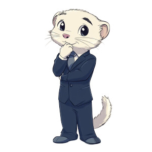 Thoughtful Ferret Suit Vinyl Car Decal Sticker – Waterproof & UV-Resistant 4.0"