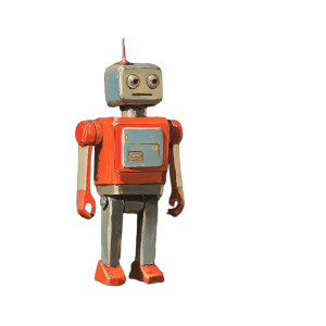 Tin Toy Robot Painting Vinyl Car Decal Sticker – Waterproof & UV-Resistant 4.0"