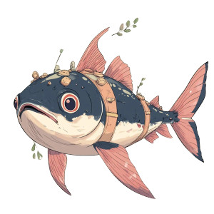 Tuna Fish Anime Cute Vinyl Car Decal Sticker – Waterproof & UV-Resistant 4.0"