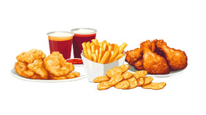 Unhealthy Fast Food Vector Vinyl Car Decal Sticker – Waterproof & UV-Resistant 7.14"