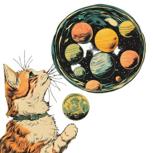 Vintage Cat Space Bubbles Vinyl Car Decal Sticker – Waterproof & UV-Resistant 4.0"