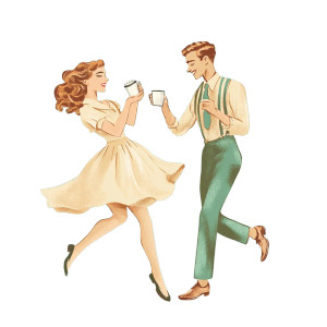 Vintage Dancer Couple Swing Vinyl Car Decal Sticker – Waterproof & UV-Resistant 4.0"