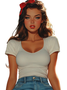 Vintage Girl Red Bow Vinyl Car Decal Sticker – Waterproof & UV-Resistant 4.0"