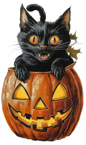Vintage Halloween Black Cat Vinyl Car Decal Sticker – Waterproof & UV-Resistant 4.0"