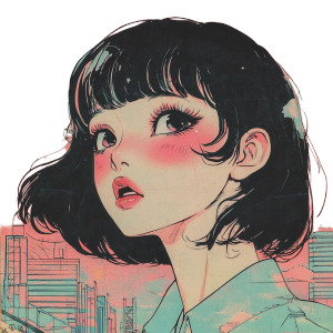 Vintage Japanese Anime Risograph Vinyl Car Decal Sticker – Waterproof & UV-Resistant 4.0"