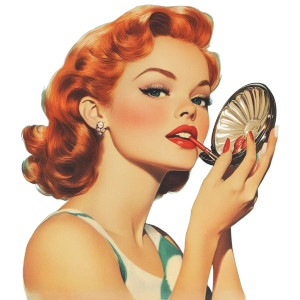 Vintage Pinup Mirror Lipstick Vinyl Car Decal Sticker – Waterproof & UV-Resistant 4.0" Vintage Pinup Mirror Lipstick Vinyl Car Decal Sticker – Waterproof & UV-Resistant 4.0"